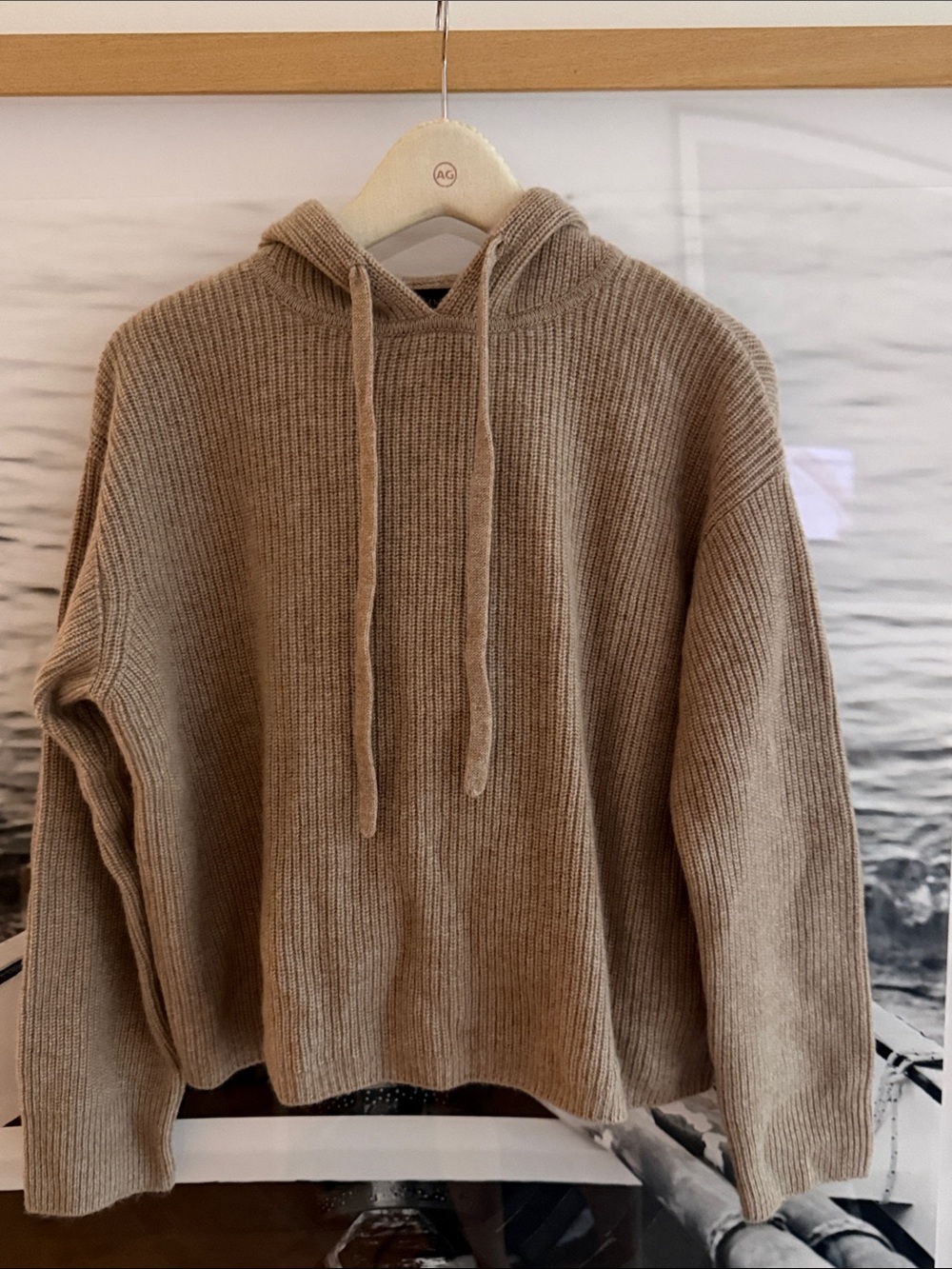 Quince Cashmere Ribbed Knit Hoodie